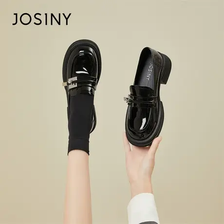 Josiny/卓诗尼厚底乐福鞋女款2024春季新款百搭英伦风配裙子单鞋商品大图
