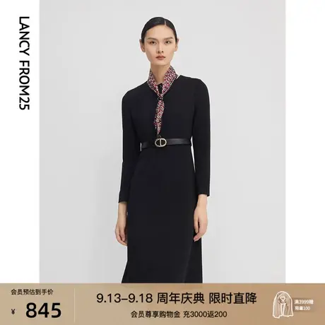 俪雅女装秋冬季新款黑色复古连衣裙时尚气质通勤西装裙商场同款商品大图