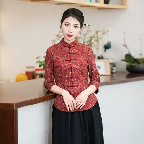 筠雅唐装女装中国风2025新款春装旗袍御姐上衣古茶服新禅服24J070商品大图