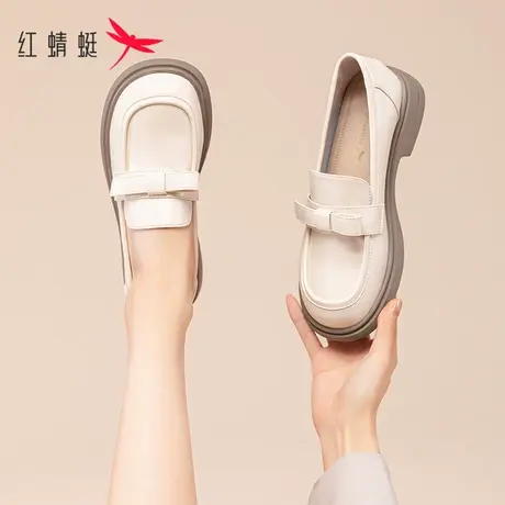 红蜻蜓粗跟乐福鞋女款2023年新款春季法式单鞋英伦风小皮鞋女jk鞋商品大图