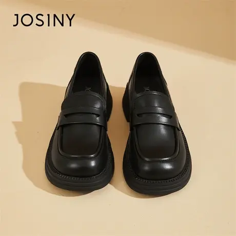 Josiny/卓诗尼厚底乐福鞋女2024新款春季小个子百搭英伦风小皮鞋商品大图