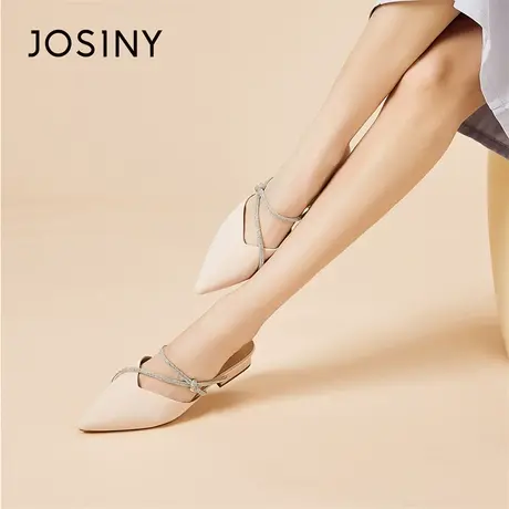 Josiny/卓诗尼包头凉鞋女春季鞋子女2024年新款法式粗跟单鞋浅口商品大图