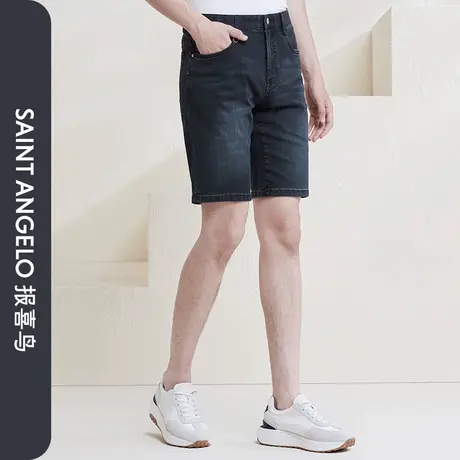 报喜鸟夏季新款男士时尚休闲薄牛仔短裤度假清凉裤子男直筒五分裤图片