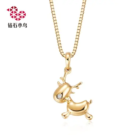 Zbird/钻石小鸟18K金钻石吊坠女款钻石项链挂坠-小鹿Bambi-NGJ24商品大图