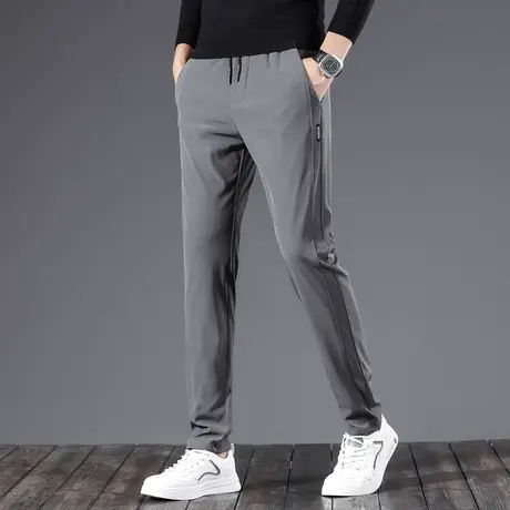 冰丝休闲裤男宽松2023年夏季新款修身直筒裤子男潮流百搭运动长裤商品大图
