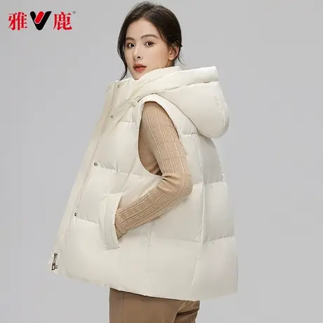 雅鹿羽绒马甲女款2023新款坎肩外穿背心小个子连帽马夹品牌秋冬季商品大图