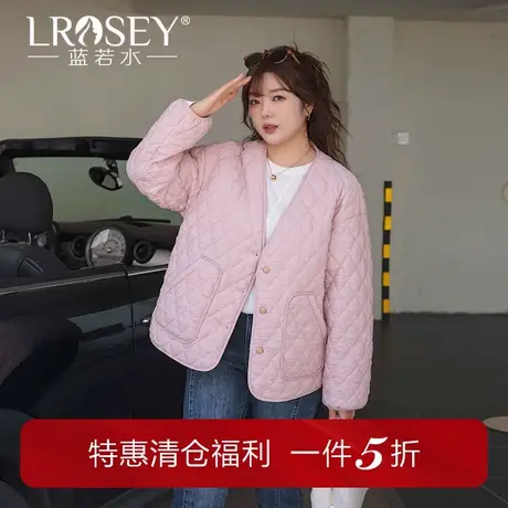 蓝若水大码女装V领保暖棉服胖mm冬装宽松遮肉外套图片