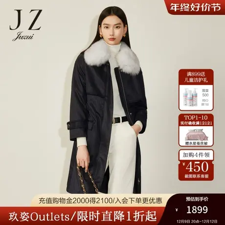 JZ玖姿官方奥莱千鸟格派克服女装冬新款休闲风衣外套商品大图