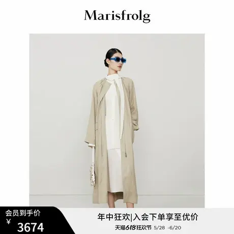 【意大利进口面料】玛丝菲尔秋季新款女装卡其色长款风衣图片
