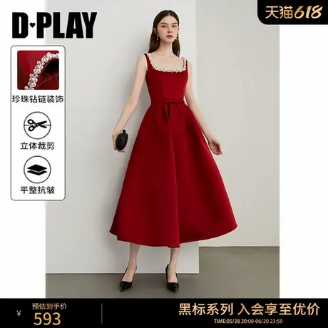 DPLAY【黑标】2025年夏季新款红色女晚礼服订婚服度假吊带连衣裙图片