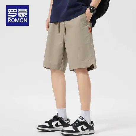 罗蒙短裤男生夏季薄款透气宽松冰丝裤子男2025新款五分休闲中裤男商品大图