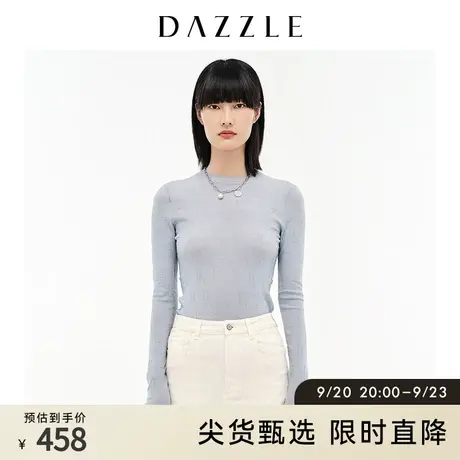 DAZZLE地素奥莱春季字母LOGO提花弹力针织衫打底上衣女图片