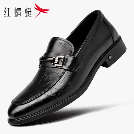 红蜻蜓男鞋秋季新款鞋子一脚蹬男士休闲皮鞋男商务正装乐福鞋真皮商品大图