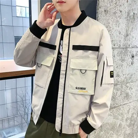 男士外套2023春秋季新款棒球服韩版潮流帅气修身秋装休闲上衣夹克图片