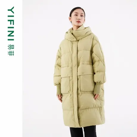 [专柜同款]Yifini/易菲宽松直筒保暖加厚长款羽绒服通勤时尚外套商品大图