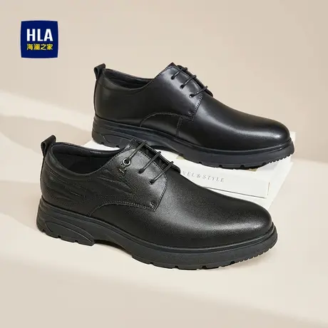 HLA/海澜之家男鞋新款秋季时尚正装商务系带皮鞋百搭耐磨新郎鞋商品大图