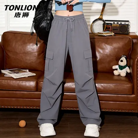 唐狮官方美式工装裤女2026新款春季宽松凉感阔腿裤运动裤休闲裤VC商品大图