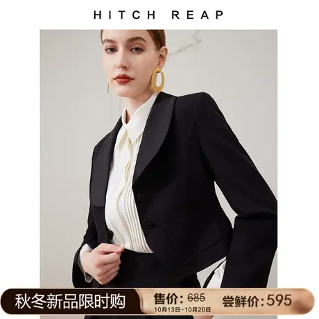 希区瑞普原创小众独特短外套西装式青果领正装西装女2023新款爆OL商品大图