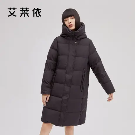 艾莱依冬装羽绒服女新款鸭绒中长款官方大牌正品高端白色连帽外套图片