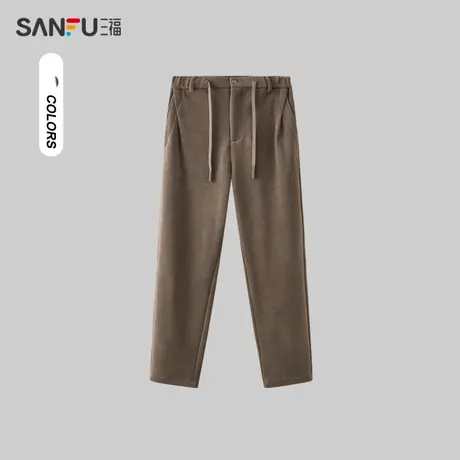 三福2023冬男士腰部拼接锥形休闲裤 复古时尚橡筋腰长裤477992商品大图