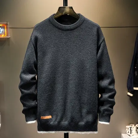 秋冬款加厚时尚潮牌毛衣男宽松大码加肥上衣服男套头百搭休闲男装图片