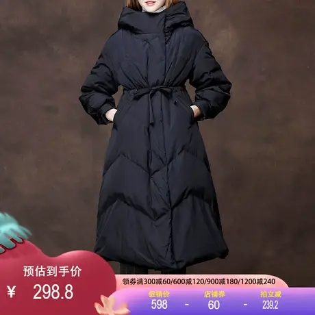 原创中长款冬装加厚羽绒服女2023冬过膝高腰大码连帽宽松面包服图片