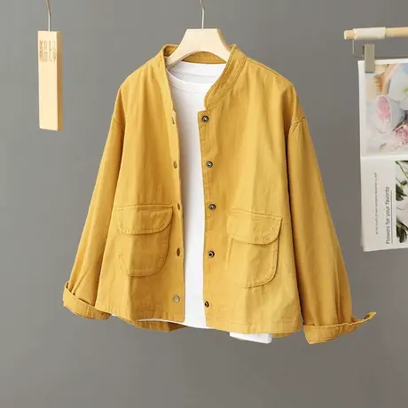 休闲工装外套女春秋季小个子宽松开衫2024新款爆款大学生立领夹克图片
