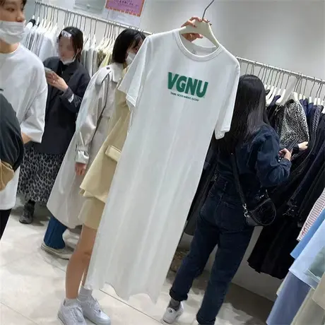 美式潮牌纯棉短袖t恤女夏季复古bf风大码胖mm宽松chic港味上衣潮商品大图