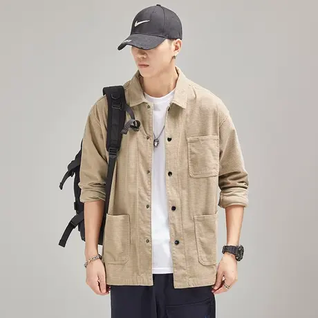 Modi Nick/摩帝尼克定制千鸟格面料高档男士衬衫复古水洗工艺外套图片