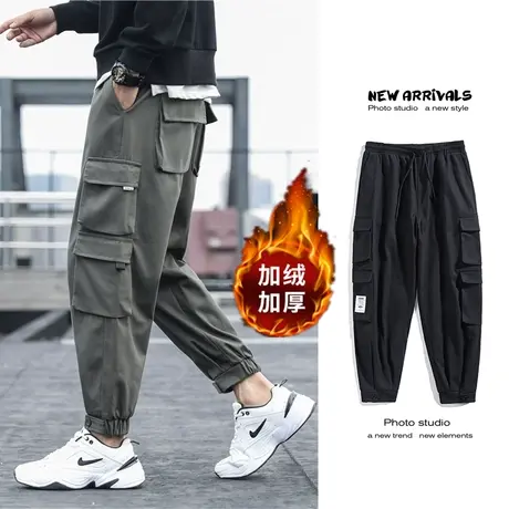秋季男士休闲裤港风宽松大口袋工装直筒裤韩版潮流百搭帅气束脚裤商品大图