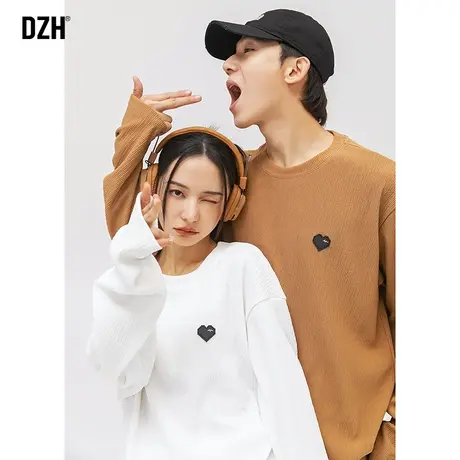 男士2023新款t恤男长袖褶皱肌理上衣潮牌男装春装情侣装打底衫男商品大图