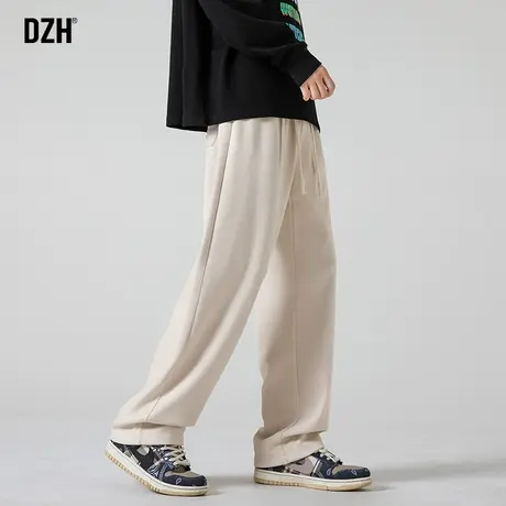 男士米白色直筒卫裤男秋季高级感垂感裤子2023新款休闲长裤阔腿裤商品大图