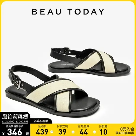 Beautoday今年新款凉鞋BT平底凉鞋女夏外穿黑色凉鞋法式罗马凉鞋商品大图