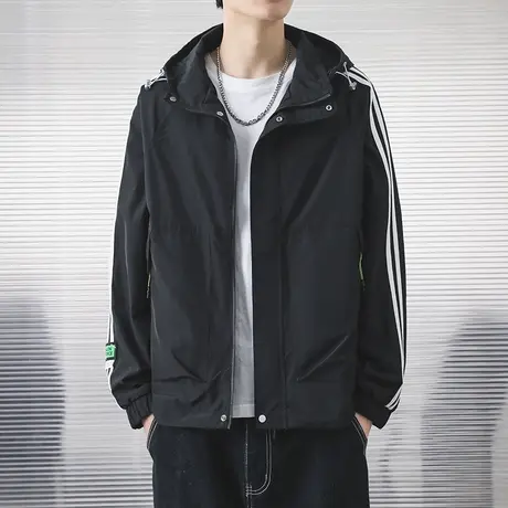 连帽大码百搭男士外套休闲宽松外套休闲潮流外套男秋冬款夹克外套商品大图