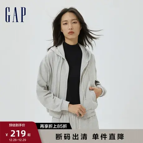【断码优惠】Gap女装LOGO水洗棉连帽落肩袖卫衣时尚休闲装591196商品大图