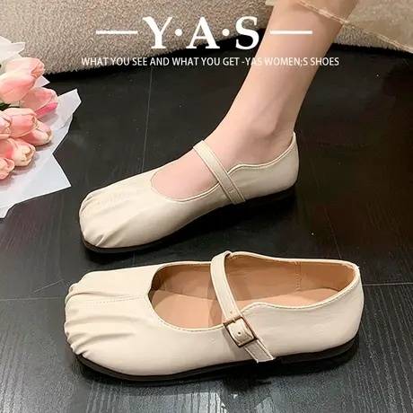 法式复古玛丽珍单鞋女2024新款春季百搭平底配裙子软底舒适豆豆鞋图片