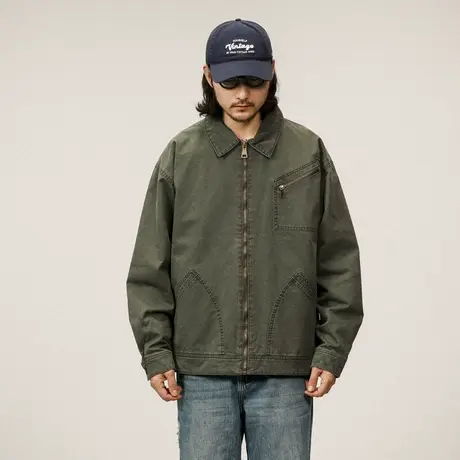 潮流夹克时尚潮流微宽版型本布下摆拉链贴袋秋冬新款外套休闲男装图片