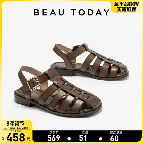 BeauToday猪笼鞋女2024新款罗马凉鞋女外穿BT平底包头凉鞋女海边商品大图