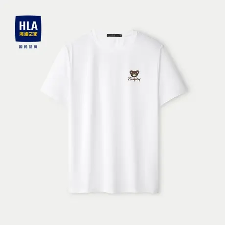 HLA/海澜之家圆领短袖T恤春夏透气胸口卡通图案休闲短t男图片