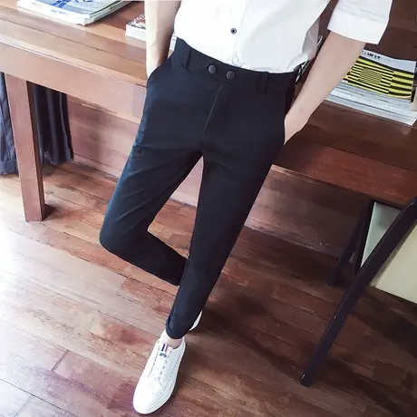 裤子男士春夏季韩版薄款九分休闲裤发型师潮流百搭西裤长款小脚裤商品大图
