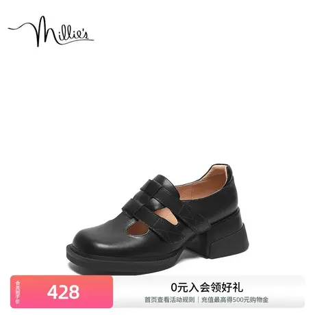 妙丽粗跟玛丽珍春季新款晚晚鞋设计感小众英伦风女单鞋Z1568AQ3商品大图