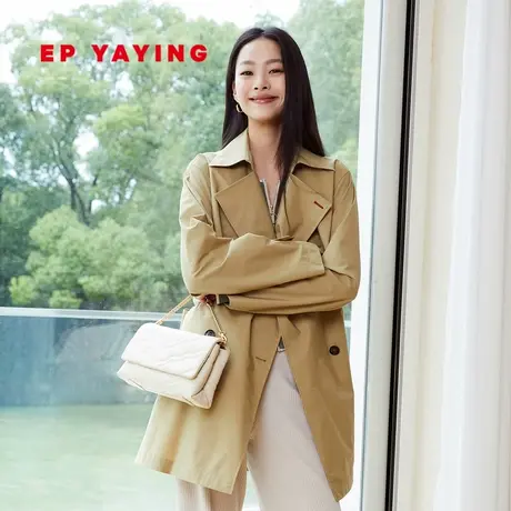 EP雅莹女装 防风雨英伦风系带收腰短风衣外套 2023秋冬新款7201A图片