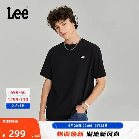 Lee商场同款23秋冬新品舒适版小logo绣花男短袖T恤潮LMT0067744DR图片