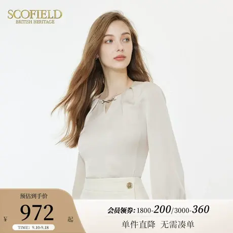 Scofield通勤优雅设计感圆领显瘦衬衫雪纺衫女装2023年夏季新款商品大图
