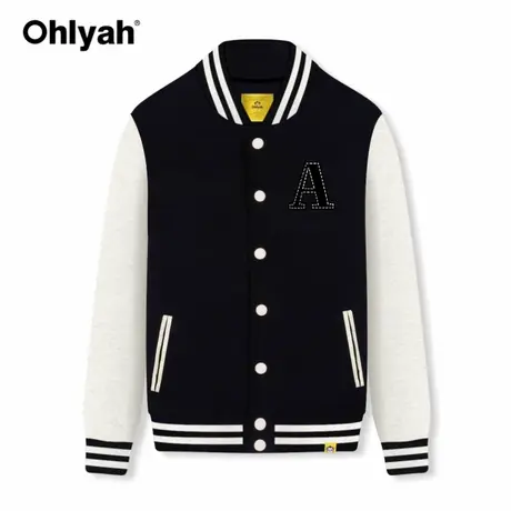 Ohlyah黑色棒球服女春秋季宽松开衫薄款美式炸街vintage夹克外套商品大图