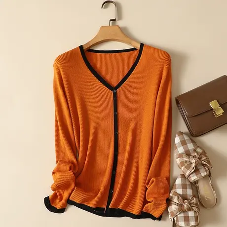 清仓！秋季新款针织羊毛衫女V领外搭毛衣外套长袖假开衫显瘦上衣图片