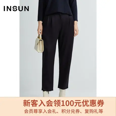 恩裳商场同款冬季时尚简约纯色羊毛小脚哈伦休闲裤女图片