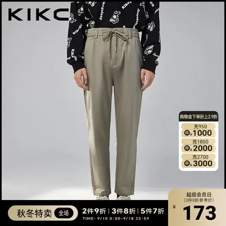 kikc休闲裤男2023秋季新款商场同款舒适百搭直筒休闲抽绳卡其长裤商品大图