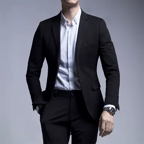 Seno男士针织西装男商务韩版青年上班正装职业西服修身单西外套男商品大图