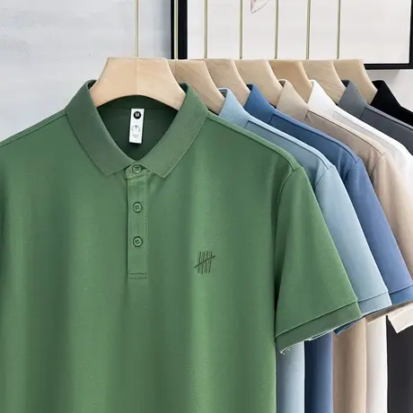 简约刺绣polo衫男士短袖t恤2023新款冰丝男装上衣服潮流t恤男夏季商品大图
